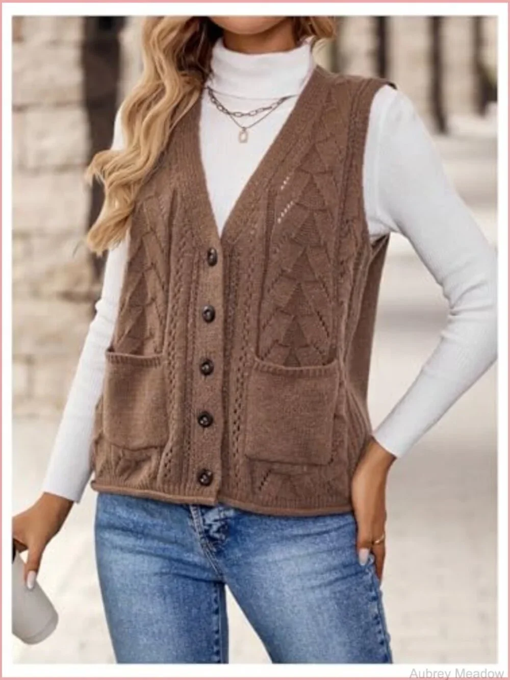 Sweater Vest Button Down Cardigan Sleeveless Knit Top